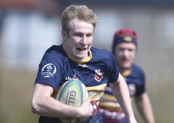 Banbridge's Andrew Morrison touched down for Bann's only score of the day. Picture by Angus Bicker/ Presseye.com