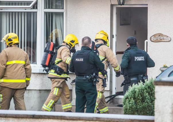 At the scene of the house fire in Ballymoney. Picture by Matthew Steele.