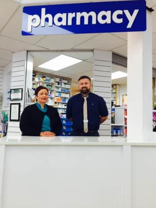 Sharon Evans and Niall O'Brien, O'Brien's Pharmacy, Magherafelt, supporting Age NIs No one should have no one at Christmas appeal, which encourages people to look out for older family, friends and neighbours to make sure they are not feeling lonely, particularly during the colder, darker winter days.
