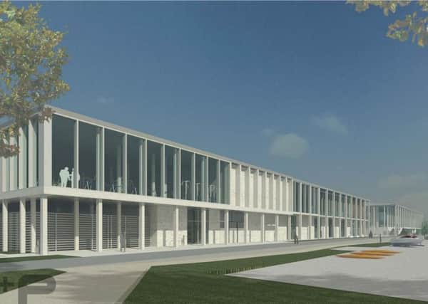 An impression of the new leisure centre, proposed for the area close to the Watersports Centre at Craigavon