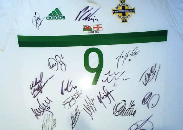 The signed Northern Ireland shirt which will be raffled. INNT 48-820CON