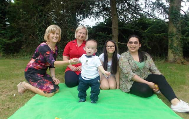 Baby Joshua David with his mum Rosaleen and his big sister Sheena with Iwona Obuchowska, one of the two new Roots of Empathy Instructors in the school and Maureen McSorley, Roots of Empathy Key Point Person at an event held in Armagh to thank all the families who made the Roots of Empathy programmes happen in each of the schools.