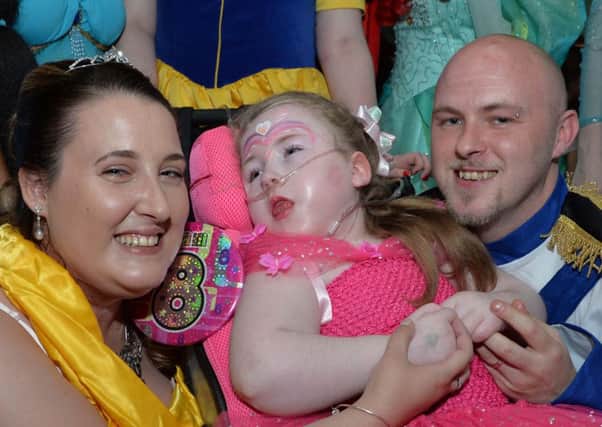 Cora McQuade-Denvir celebrating her 8th birthday earlier this year with mum, Amy and dad, Cairan. INLT 32-010-PSB