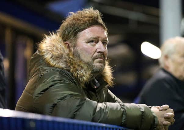 Niall Currie watching from the stands during Ards' draw against Ballinamallard United. Pic by PressEye Ltd.