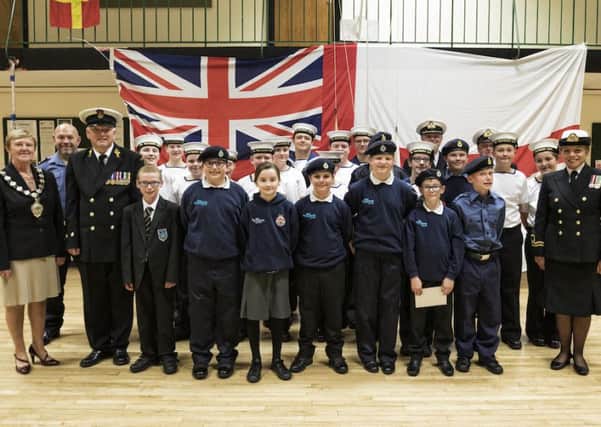 Ballymena Sea Cadets with Mayor Audrey Wales at a recent ceremony