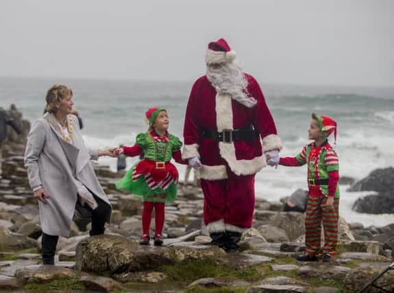 Father Christmas visited the Giants Causeway, home of Finn McCool, for a much needed break before the festive rush.