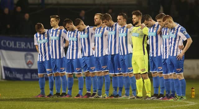The Coleraine squad pictured before last Friday night's game.  Mandatory Credit Photo Lorcan Doherty / Presseye.com