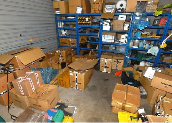 Inside Michael White's garage.