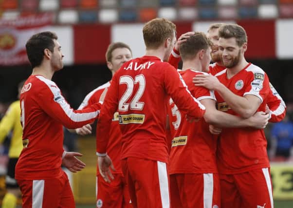 Cliftonville celebrate victory over Portadown.