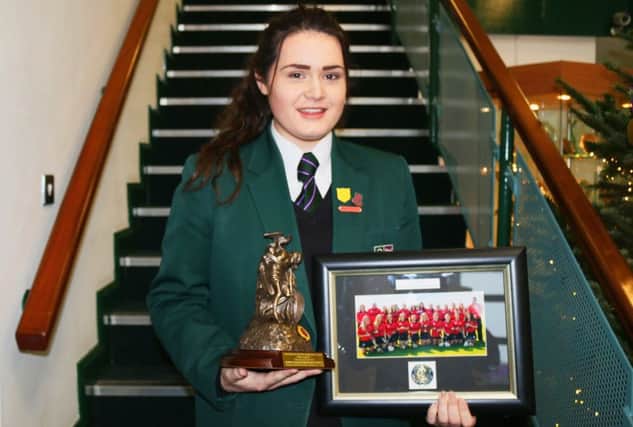 New-Bridge Sixth Form Student Katie Canniford with her Ulster GAA Young Person of the Year Award 2016 award.