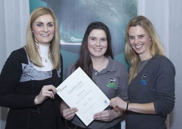 Danielle Shorthall from Craigavon is congratulated by Sheila Lyons from Ulster Wildlife and Paula Smyth from Lantra