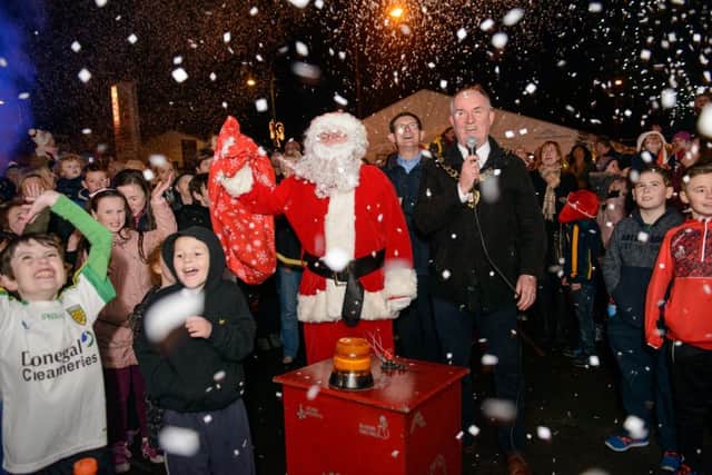 The Chair of Mid Ulster District Council, Councillor Trevor Wilson joined the man himself, Santa, to light up Maghera.