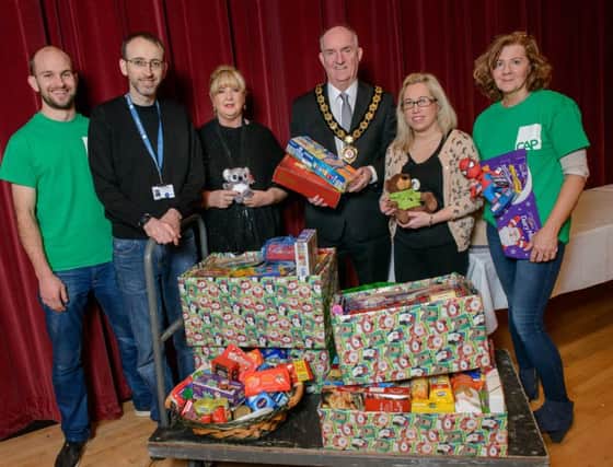 Pictured at the successful Christmas food bank appeal events last week.