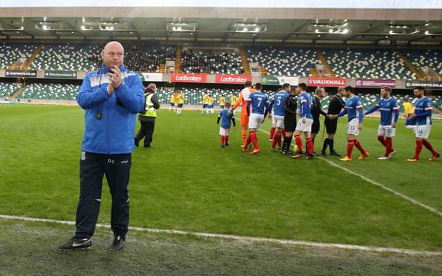 It was a disappointing return to Windsor Park for 

Ballymena United  manager David Jeffrey.

Picture by Brian Little/PressEye