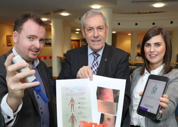 Pictured with the prototypes from Stephen Coulter's participation in the council's Business Solutions Innovation Programme are, from left, Stephen Coulter of Coulter Realty Ltd; Councillor Uel Mackin, Chairman of the council's Development Committee and Clodagh O'Neill, InnoTech Hub, South West College.