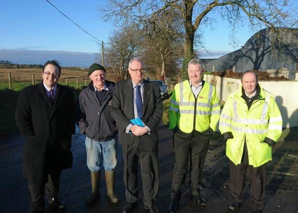 Pictured (l-r) at the site meeting near Dundrod are Cllr Alexander Redpath, Ivan Haire, Steve Aiken MLA, Eamonn McMahon and Graeme Salmon.