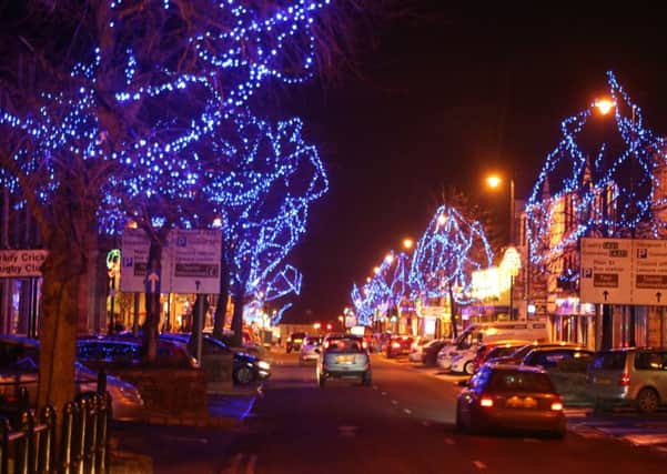 Christmas lights line both sides of Main Street in Limavady.Picture Kevin McAuley/McAuley Multimedia