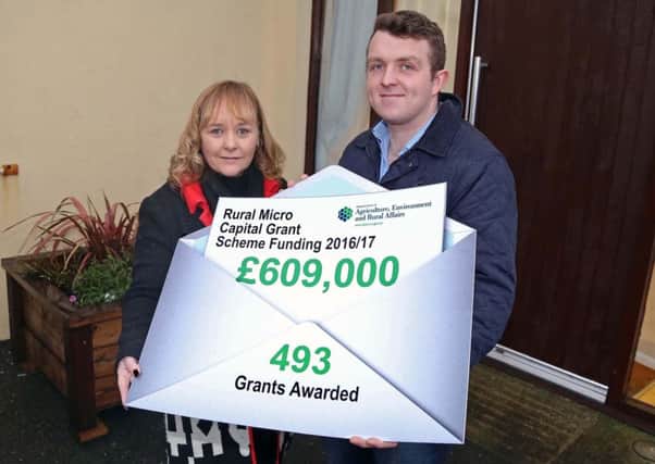 DAERA Minister Michelle McIlveen announces details of the successful applicants in the Rural Micro Capital Grant Scheme. She's pictured with Craig Billington, Chairperson of Ballyhalbert Community Association, one of the groups set to benefit from the funding.