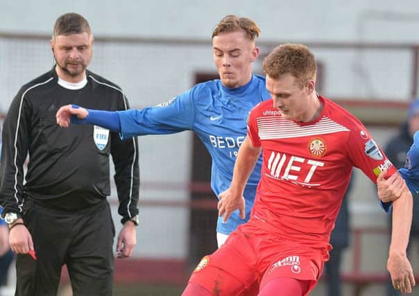 Mark Sykes (left) and Aaron Haire (right) found the net on Boxinh Day for, respectively, Glenavon and Portadown. Pic by PressEye Ltd.