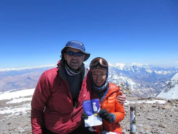 Dr Emma Smyth with partner Phil Purdy at the summit of Aconcagua