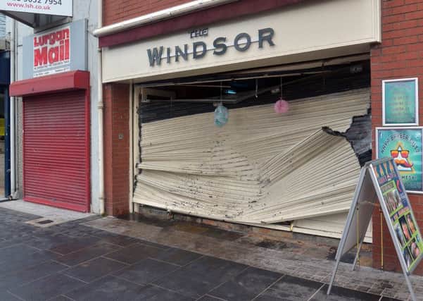 The Windsor Bakery in High St, Lurgan, which was damaged when a vehicle crashed into the shopfront. INLM52-201.