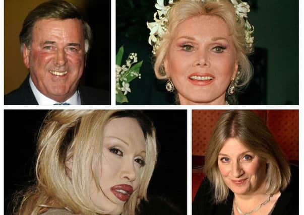 Clockwise, from top left, Sir. Terry Wogan, Zsa Zsa GÃ¡bor, Victoria Wood and Pete Burns.