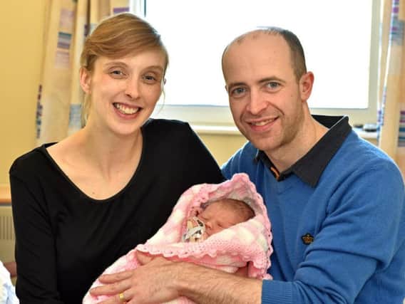 New Year baby Evelyn born at 5.57am weighing 7lb 4oz  in Causeway Hospital Coleraine  with mum Victoria and Colin Brown from Magherafelt