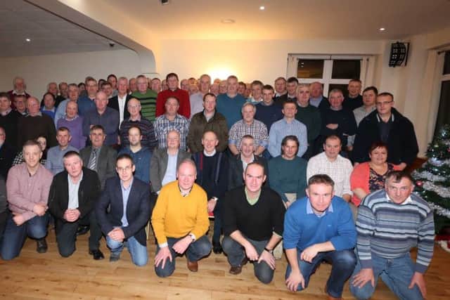 Friends and colleagues pictured with Pat at his farewell party in the Hedges.