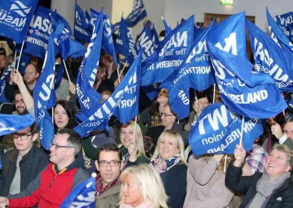 Press Eye Belfast - Northern Ireland 30th November 2016

NASUWT The Teachers' Union in Northern Ireland hold a strike and meeting at the Europa Hotel in Belfast over pay increase issues. 

Picture by Jonathan Porter/Press Eye.