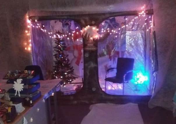 The former cannabis tent turned into a grotto. INLS 02-708-CON