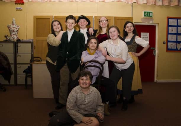 Some of the cast of Oliver from the Drama Department at Ballymoney High School Open Night INBM2-17 009BW