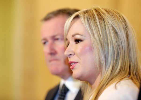 Sinn Fein's Michelle O'Neill and Conor Murphy hold a press conference at Stormont following their meeting with the Secretary of State for Northern Ireland James Brokenshire to discuss the crisis at the Assembly caused by the Renewable Heat Incentive scandal on Jan 11.


Picture by Jonathan Porter/Press Eye