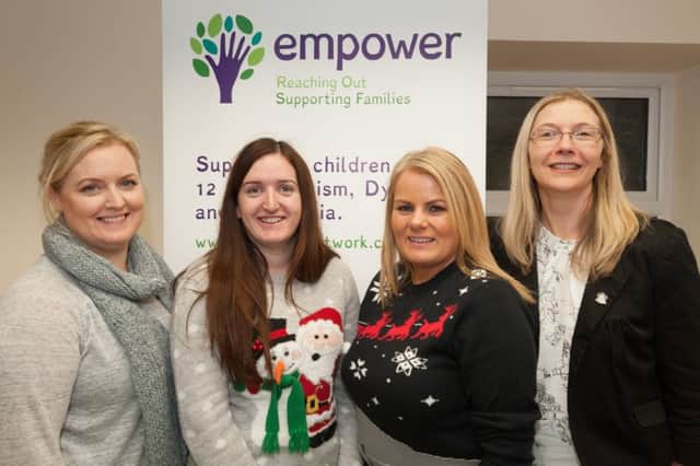 (L-R) Anne Marie McStocker, Project Development Officer from Networks Involving Communities in Health Improvement (NICHI), Sinead Brady, Empower Project Manager from Northern Regional College,  Josie McGuckin, Empower Information Line Administrator and Marie McCloy, Community Based Learning and Schools Collaboration Manager from Northern Regional College.