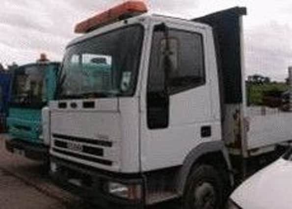 A stolen Iveco lorry which was found in the search.