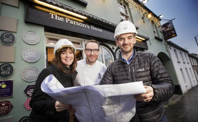 Balloo Inns Directors Jennie Sweeney and Ronan Sweeney are pictured with Chef Danny Millar (centre) at The Parsons Nose in Hillsborough.
