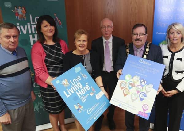 Chair of Planning Committee, Ald Fraser Agnew; Principal Planning Officer, Sharon Mossman; Chief Executive of Antrim and Newtownabbey, Mrs Jacqui Dixon; Head of Planning, John Linden; Mayor, Cllr John Scott; Director of Community Planning, Majella McAllister.