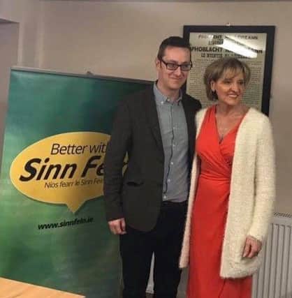 Philip McGuigan MLA with Sinn Fein colleague Martina Anderson MEP. INBM 03-709-CON