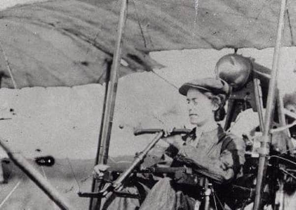 Lilian Bland pictured at the controls of a plane.