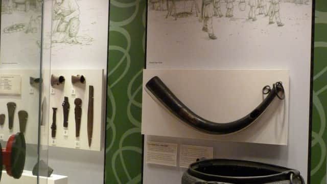 Ballymoney Museum has on permanent display one of the four Bronze Age Drumabest Horns. Pictures thanks to Ballymoney Museum