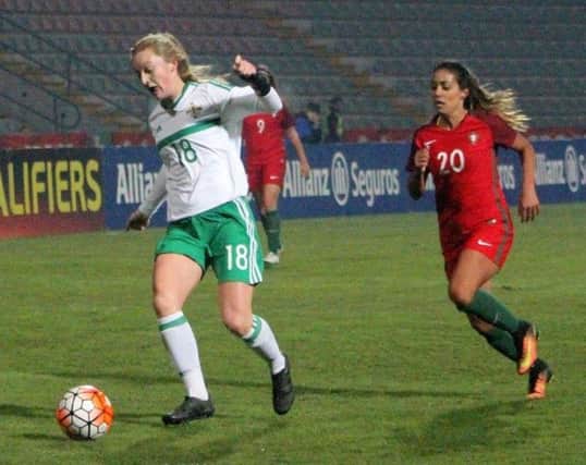 Lauren Wade in action against Portugal.