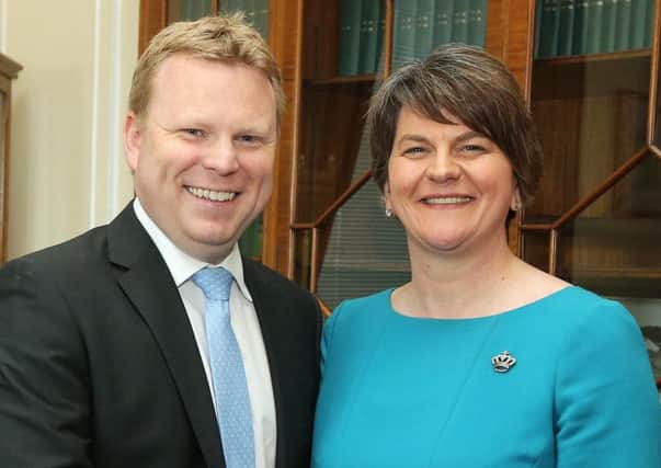 DUP MLA Alastair Ross at Stormont with party leader 
Arlene Foster