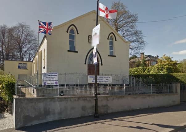 The Randalstown Memorial Orange Hall as seen on Google Street View at 10 Portglenone Road. The premises are used by a number of community groups