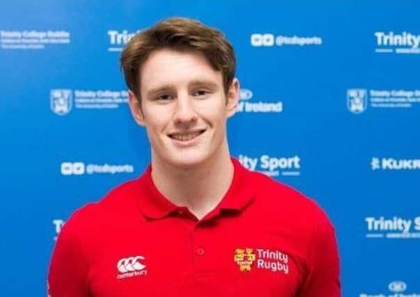 Trinity Sport rugby scholar, Jonathon McKeon, pictured at the celebration event in the Dining Hall.