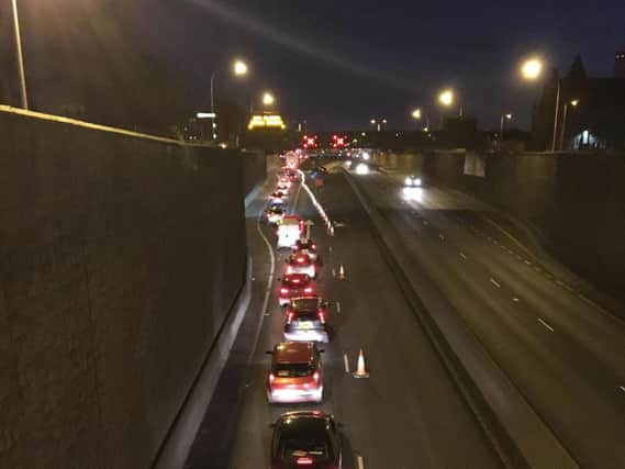 Traffic was reduced to one lane on the Westlink after the collision
