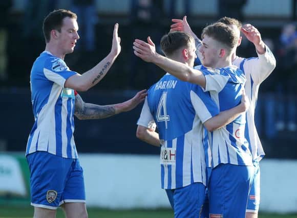 Press Eye Belfast - Northern Ireland 26th January 2017

Dance Bank Premiership - Coleraine Vs Ards in Coleraine.  Coleraine's Jamie McGonigle is congratulated after the scores to make it 2-0. 


Picture by Jonathan Porter/PressEye.com