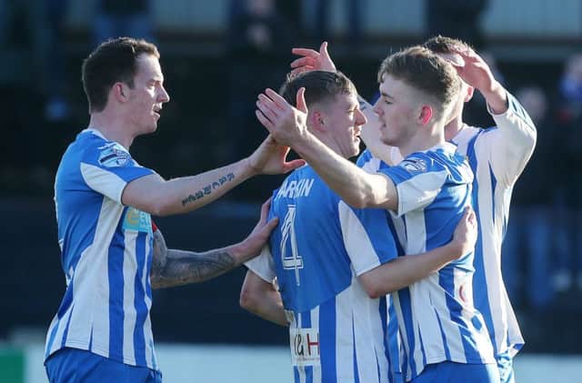 Press Eye Belfast - Northern Ireland 26th January 2017

Dance Bank Premiership - Coleraine Vs Ards in Coleraine.  Coleraine's Jamie McGonigle is congratulated after the scores to make it 2-0. 


Picture by Jonathan Porter/PressEye.com