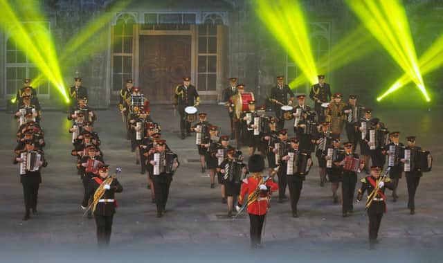 Dunloy Accordion Band and Vow Accordion Band pictured at the Glasgow Tattoo.  Pic by John Kelly.
