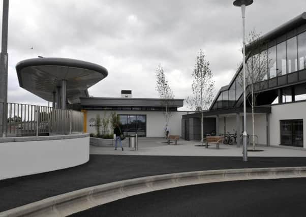 The new entrance to Portadown Railway Station. INPT28-104gc