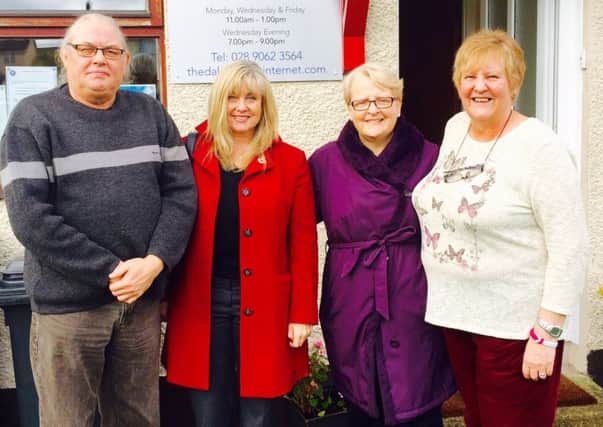 Brenda Hale with Councillor Margaret Tolerton and former members of The Dales Community Association, Mr Ian Campkin and Mrs Barbara Horner.