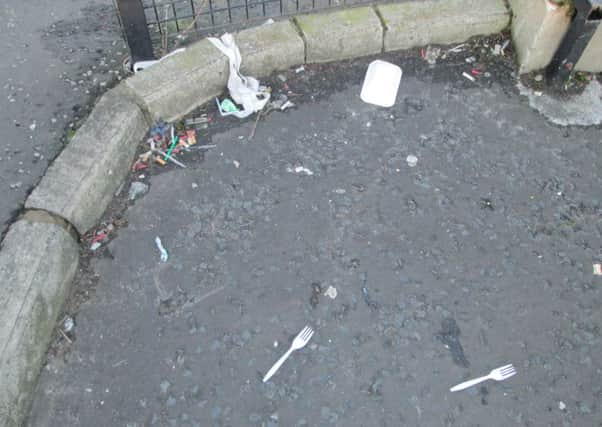 Litter is still a problem in Larne, as this picture shows. INLT-05-711-con